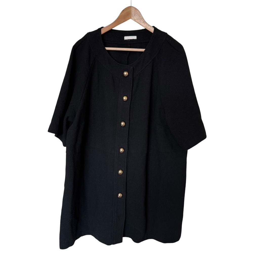 H&M Cardigan Women XL Black Excellent Gold Button Textured Wool Blend Oversized